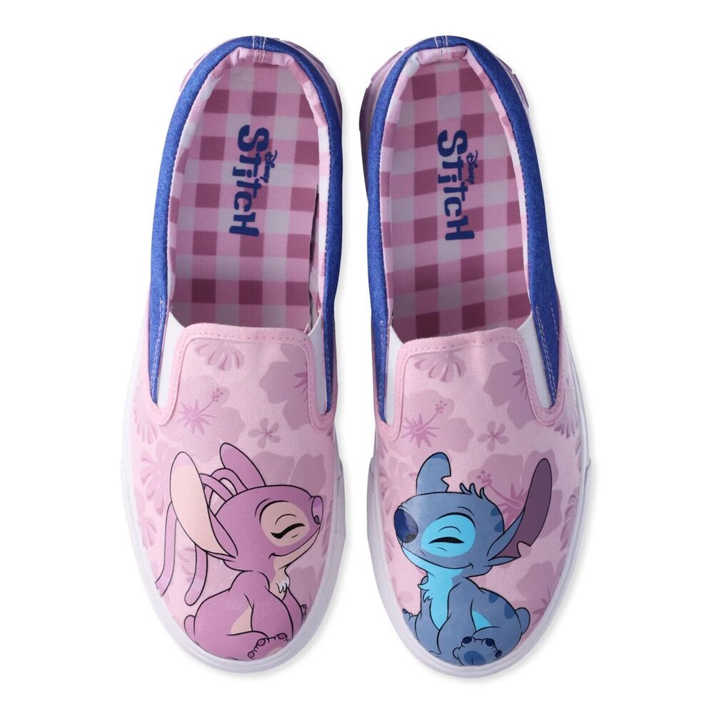 Women's Disney Stitch by Ground Up Lilac Pink Blue Low Top Slip-on Sneaker 9.5